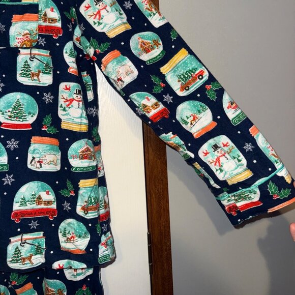 Nick & Nora Fleece Winter Pajamas With Snow Globes, Monkeys & Snowmen Sz Med - Picture 13 of 16